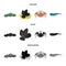 Electric ramp, mussels, crab, sperm whale.Sea animals set collection icons in cartoon,black,monochrome style vector