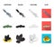 Electric ramp, mussels, crab, sperm whale.Sea animals set collection icons in cartoon,black,outline,flat style vector