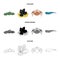 Electric ramp, mussels, crab, sperm whale.Sea animals set collection icons in cartoon,outline,monochrome style vector