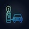 Electric recharging point with car vector outline colored icon