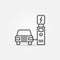 Electric recharging point with car vector outline icon