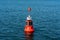 Electric red buoy with solar panel