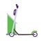 Electric scooter and charging station on a white background isolated. Vector illustration. Lime city vehicle. Ecological