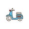 Electric scooter color line icon. City transport rental. Pictogram for web, mobile app, promo. UI UX design element. Editable