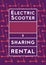 Electric scooter rental and sharing service typographical style poster. Vector illustration.