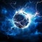 Electric Soccer Ball with Lightning Strikes in Blue Sky - AI-generated 3D Rendering of Electrifying Action