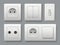 Electric socket switches. House shifting electrical switches vector realistic template