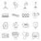 Electric spotlight and lamp vector line icon. Set illustration of floodlight and light equipment. Vector set icon of