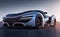 Electric supercar sci fi design, fantastic sports car modern project. Generative Ai