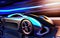 Electric supercars at full speed, futuristic silver metallic car design, modern sports car