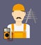 Electric technician man, vector illustration