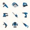 Electric tool flat vector icons set