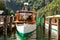 Electric tourist boats on beautiful lake Konigssee pier Berchtesgaden National Park Germany