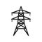 Electric tower, Overhead power line icon template black color editable. Electric tower, Overhead power line icon symbol Flat