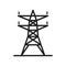 Electric tower, Overhead power line icon template black color editable. Electric tower, Overhead power line icon symbol Flat