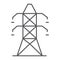 Electric tower thin line icon, ecology and energy