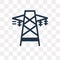 Electric tower vector icon isolated on transparent background, E