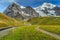 Electric trailway and Eiger North face,Bernese Oberland,Switzerland,Europe