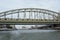 Electric train on the bridge over the Tokyo Sumida River