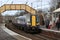 Electric train at Saltcoats station, Scotland