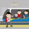 Electric Train Station Public Metro Underground Subway Railway City Modern Boy Cartoon Character Vector