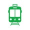 Electric Tram Silhouette Green Icon. Stop Station Sign for Ecology Electrical Public Transport Glyph Pictogram. Eco