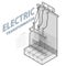 Electric transformer isometric building info graphic. High-voltage power station.