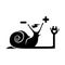 Electric transport Isolated symbol icon. Trekking e-snail silhouette with electricity flash lighting thunderbolt sign. Parking