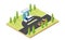 Electric vehicle charger isometric graphic