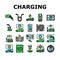 electric vehicle charging station icons set vector