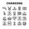 electric vehicle charging station icons set vector