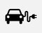 Electric Vehicle Icon EV Car Green Automobile Eco Electricity Charging Charge Power Battery Charger Cable Black Vector Sign Symbol