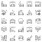 Electric Vehicle outline icons set. EV vector linear symbols