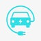 Electric vehicle power charging circle vector icon