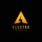 Electric voltage thunder logo inside letter A triangle shape icon symbol logo for technology, media, or entertainment