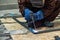 An electric welder assembles a metal structure from a shaped pipe by welding with an electrode