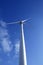 Electric wind mill viewed over blue sky