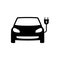 Electrical car with plug black icon. Electric car symbol.