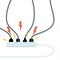 Electrical circuit. Shock, red lightning and yellow sparks from the outlet.