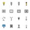 Electrical components filled outline icons set