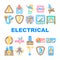 electrical danger voltage icons set vector