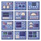 Electrical dashboard, control panels with charts, buttons and tuners. Retro dashboard control panels elements vector