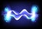 Electrical discharge lightning light effect on futuristic HUD background. Vector design