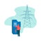 Electrical Engineer and Power High Voltage Tower Vector Illustration