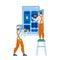 Electrical Engineering Cabinet Workers Vector