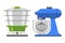 Electrical hand mixer dishware isolated vector illustration kitchenware appliance and double boiler hot symbol electric