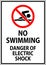 Electrical Hazard Sign No Swimming, Danger Of Electric Shock