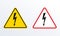 Electrical hazard sign set  with lightning or thunder icon. High voltage sign. Caution warning and Danger symbol. Triangle shape.