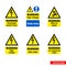 Electrical hazard signs icon set of color types. Isolated vector sign symbols. Icon pack