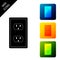 Electrical outlet in the USA icon isolated. Power socket. Set icons colorful square buttons